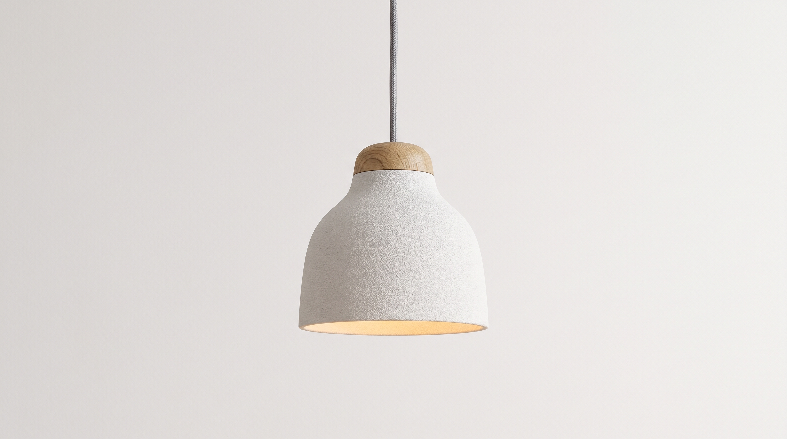 Design-Pendelleuchte Minimalist Keramik & Eiche